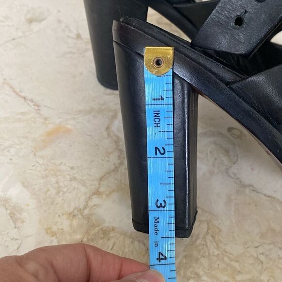 Rag & Bone Deane Leather T-Strap Sandals Stacked Heel - Picture 15 of 16